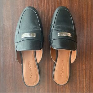Black loafer mules